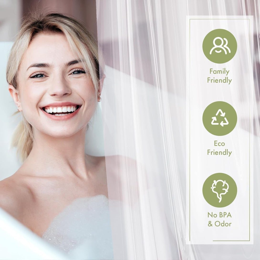 Amazerbath Shower Curtain Liner, 72X72 Clear Shower Curtain Liner, Waterproof Plastic Shower Liner, Cute Lightweight PEVA Shower Curtain for Bathroom with 3 Magnets and 12 Rustproof Metal Grommets