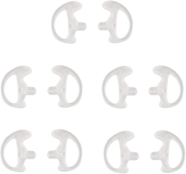 Two Way Radio Ear Mold Replacement Soft Silicone Ear Insert for Acoustic Coil Tube Earpiece (Transparent, 5 Pair Medium)
