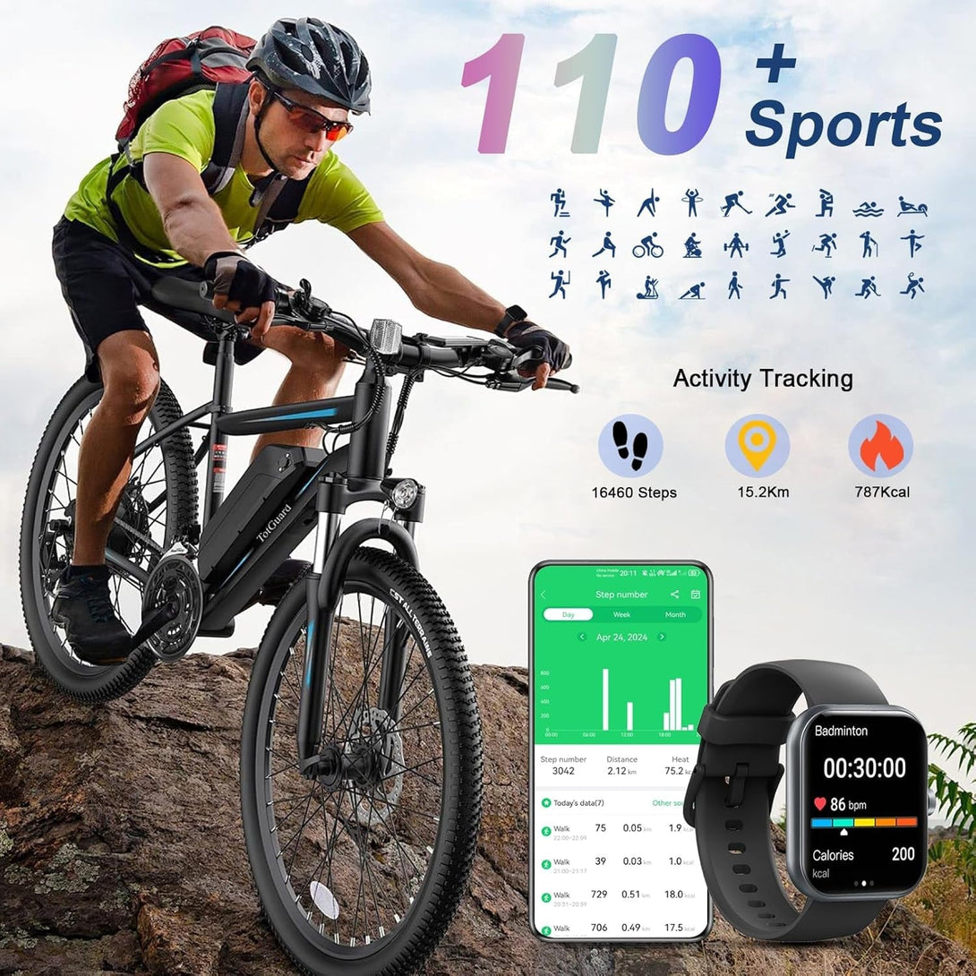 Smart Watch(Answer/Make Call), 1.96" Smartwatch for Men Women, 2025 New Fitness Watch with 110+ Sport Modes, Pedometer, Heart Rate/Spo2/Sleep Monitor, IP68 Waterproof Activity Tracker for Android Ios