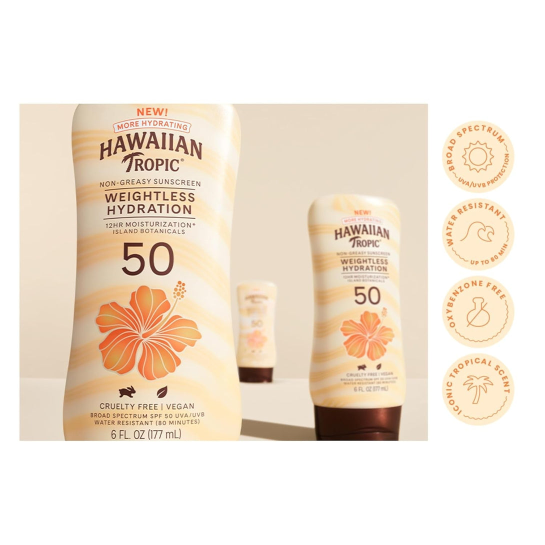 Hawaiian Tropic Sheer Touch Lotion Sunscreen SPF 50, 8Oz Twin Pack | Hawaiian Tropic Sunscreen SPF 50, Sunblock, Broad Spectrum, Oxybenzone Free, 8Oz Each