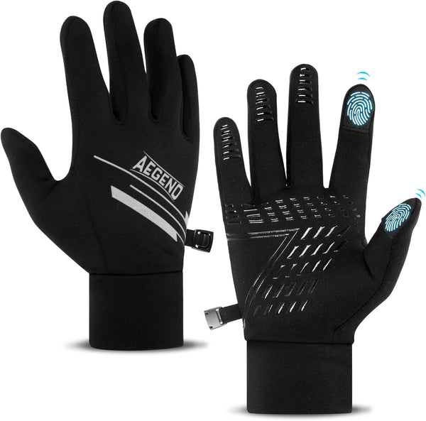 Aegend Lightweight Running Gloves - Warm Mittens Liners for Women & Men, Touch Screen, Cycling & Sports Compression Gloves for Winter, Early Spring or Fall, 6 Colors, 3 Sizes
