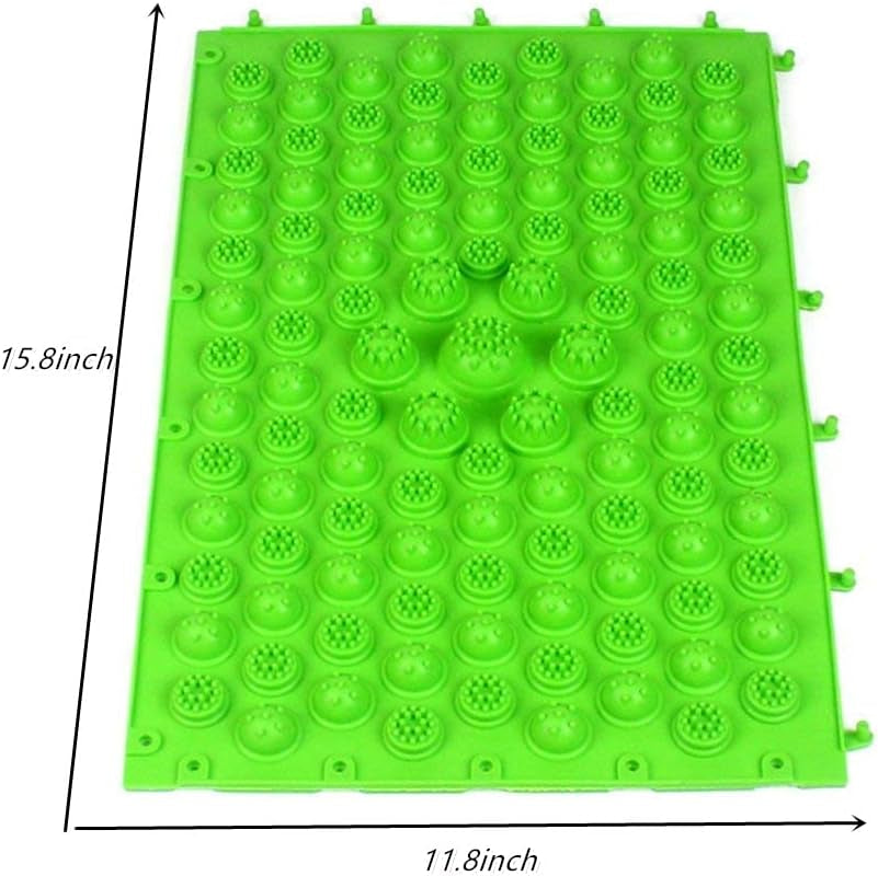 Foot Massage Acupressure Mat - Reflexology Walking Toe Plate Pad for Bathroom, Yoga, Outdoor Games - Anti-Slip - 2 PCS (Green)