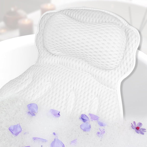 Bath Pillow Luxury Bathtub Pillow, Gliship Bath Tub Pillows for Head and Neck, Bath Cushion for Tub with Soft 4D Air Mesh Fabric 6 Non-Slip Suction Cups, Fit All Tub Relaxing Bath Accessories Spa Gift