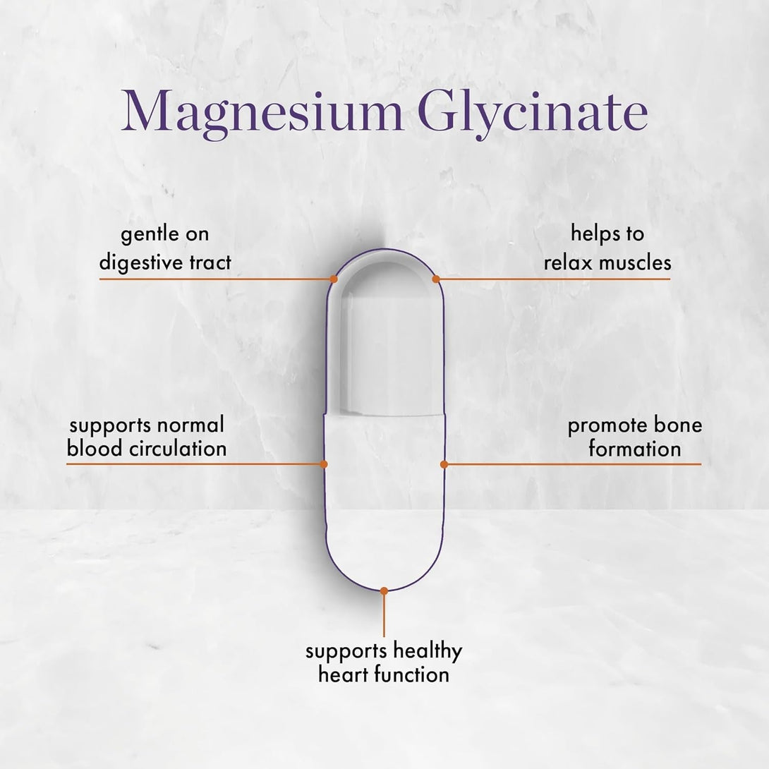 NAOMI Mighty Mg Magnesium Glycinate & Malate Complex 360Mg, High Absorption Formula, Elemental Magnesium Supports Heart Health, Strong Bones, Better Sleep, Gluten-Free, Non-Gmo, Vegan, 60 Veggie Caps