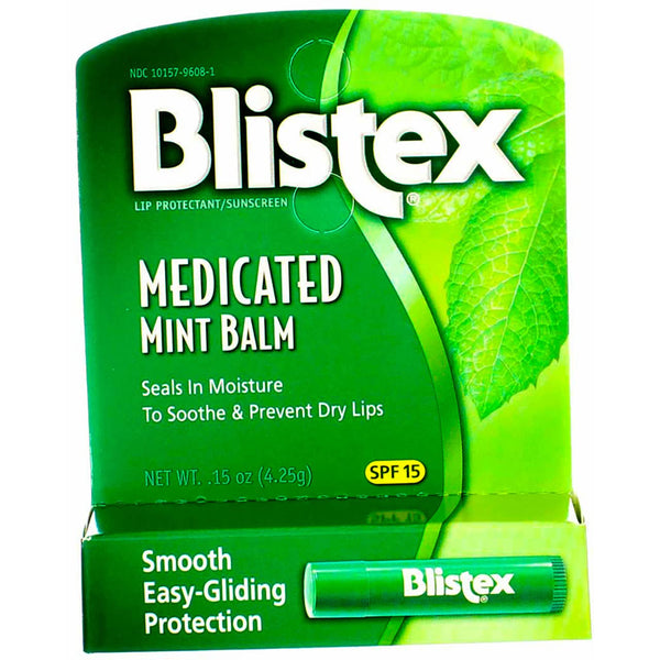 Blistex Medicated Lip Balm Protectant/Sunscreen SPF 15 Mint, 0.15 OZ Pack of 5