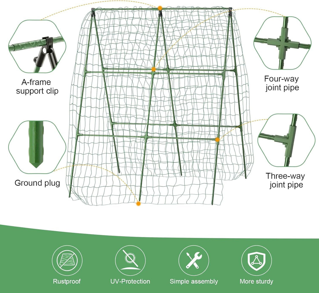 55" H X 36" W Cucumber Trellis, Trellis for Climbing Plants Outdoor, A-Frame Cucumber Trellis for Raised Bed Garden Vegetable Grow Supports, Tomato Plant Support for Tomato Squash Zucchini (A Frame)