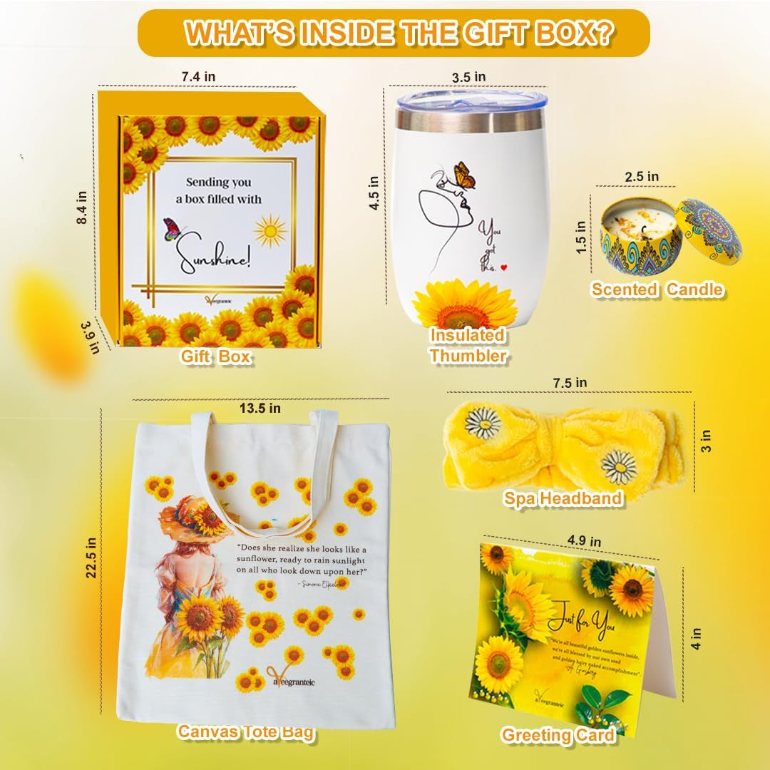 Get Well Gifts for Women,Sunflower Gifts for Women Birthday,Surgery Recovery Gifts,Feel Better Soon Care Package,Thinking of You