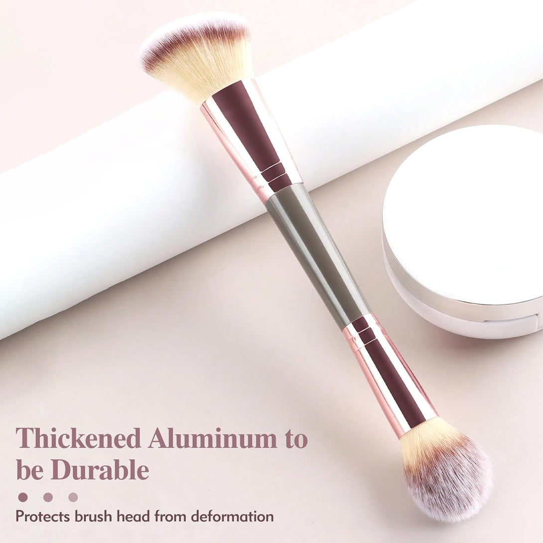 3PCS Double Ended Makeup Brush, round Top Brush for Blush, Slant Brush for Contour and Highlighter, Perfect For