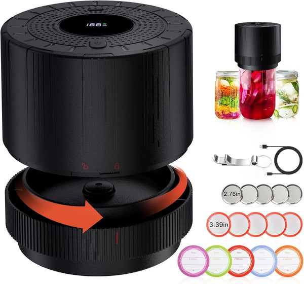 Mason Jar Vacuum Sealer - Electric Mason Jar Sealer Vacuum Sealing Kit, Vacuum Sealer for Mason Canning Jars with Can Opener, Regular and Wide Mouth Mason Jar Lids