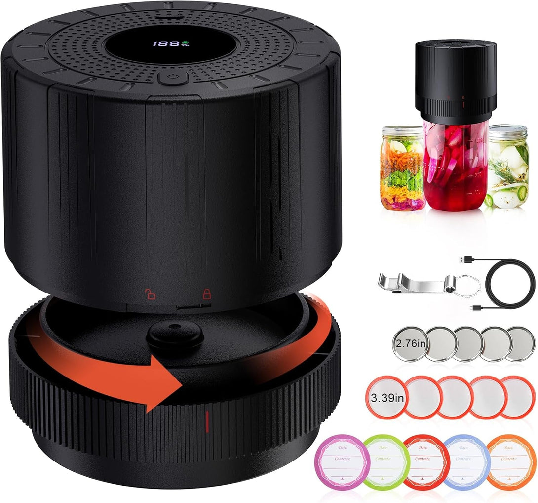 Mason Jar Vacuum Sealer - Electric Mason Jar Sealer Vacuum Sealing Kit, Vacuum Sealer for Mason Canning Jars with Can Opener, Regular and Wide Mouth Mason Jar Lids