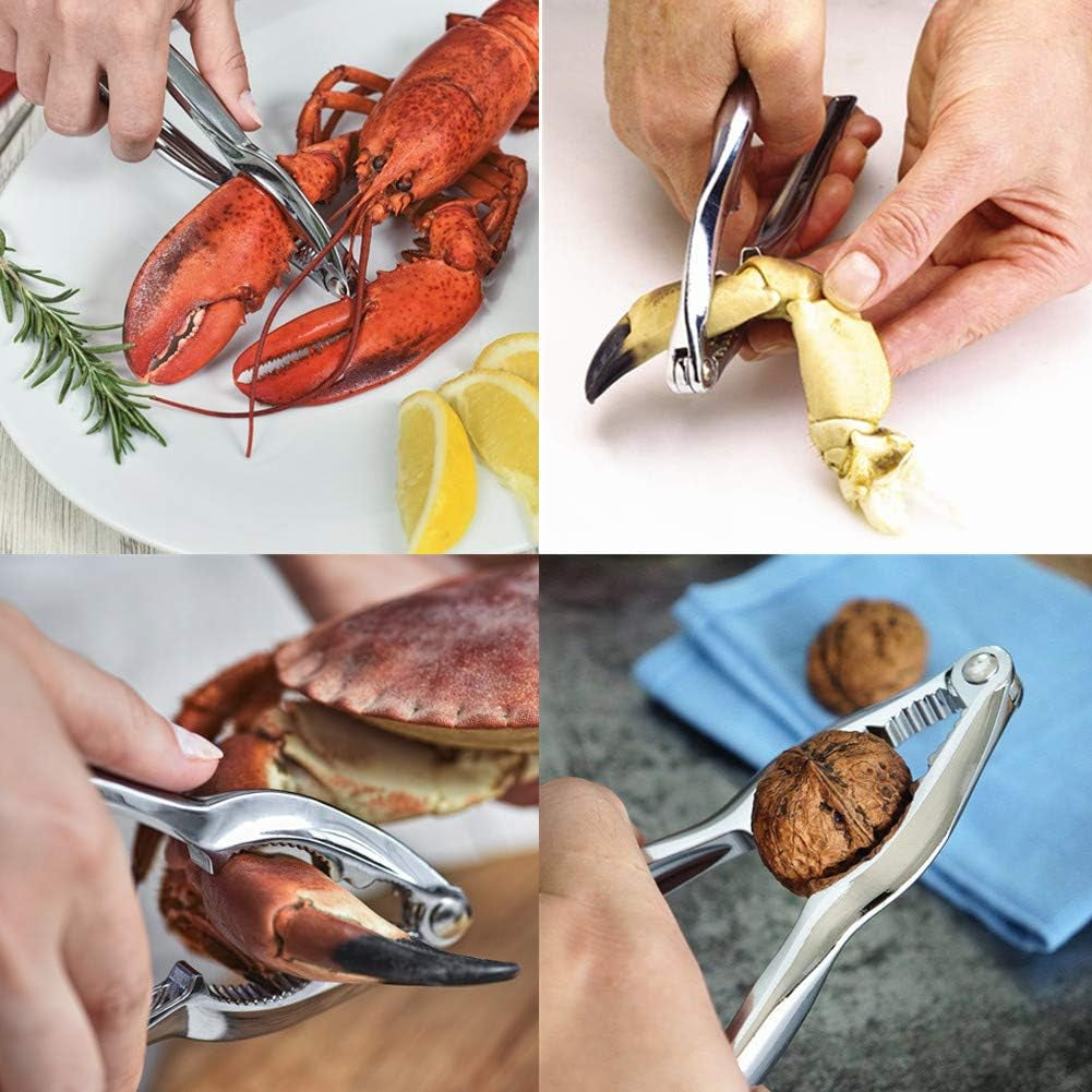 Lobster Crackers and Picks Set, 8Pcs Crab Leg Cracker Tools - Stainless Steel Seafood Crackers & Forks Nut Cracker Set & Storage Bag - Dishwasher Safe Thanksgiving Christmas Gifts