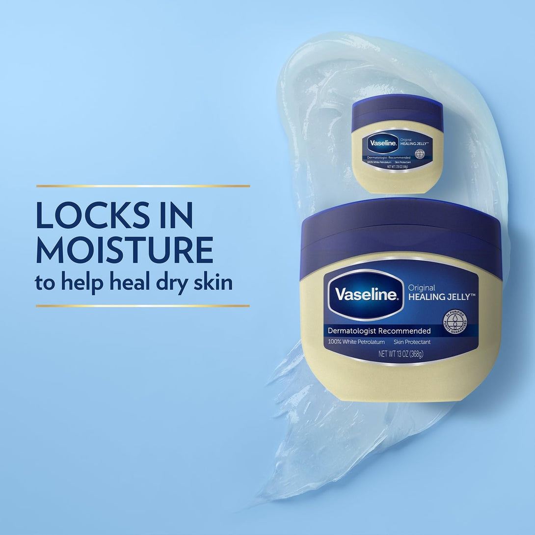 Vaseline Petroleum Jelly 2-Size Variety 4-Pack – Hypoallergenic Skin Protectant, Unscented Healing Ointment for Beauty & Personal Care