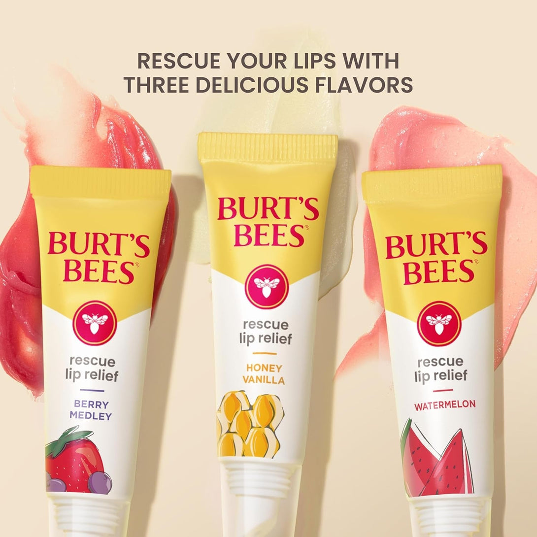 Burt'S Bees Rescue Lip Relief, Honey Vanilla, Hydrating Lip Balm for Dry Cracked Lips, with Responsbily Sourced Beeswax and Shea Butter, 100% Natural Origin, 1 Squeezy Tube, 0.35Oz