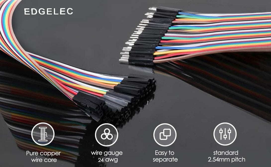 120Pcs Breadboard Jumper Wires 10Cm 15Cm 20Cm 30Cm 40Cm 50 Cm 100Cm Wire Length Optional Dupont Cable Assorted Kit Male to Female Male to Male Female to Female Multicolored Ribbon Cables