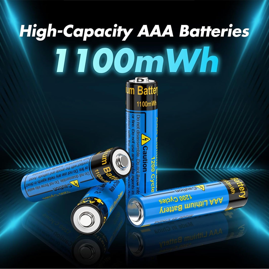 Battery Charger with 8 Pack Rechargeable AAA Lithium Batteries,1.5V 3000Mwh Lithium Rechargeable Battery with AA/AAA Charger for Electric Toys, Remote,Flashlight,Electronic Scale Etc.