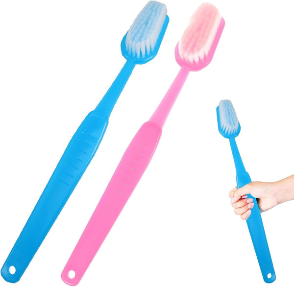 2 Pack Large Toothbrushes, 15.75 Inches Giant Toothbrush Prop, Big Brush Oversized Gag Novelty Toys for Costume Take Picture Comedy Party Favors Pet Grooming Brush (Pink, Blue)