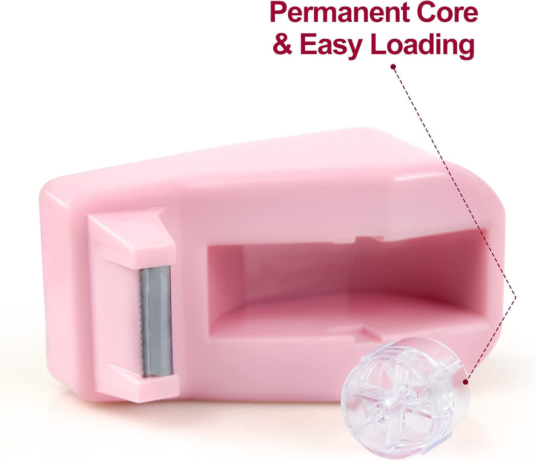 1Pcs Desktop Tape Dispenser Adhesive Roll Holder with Weighted Nonskid Base, Pink (Tape Not Included)