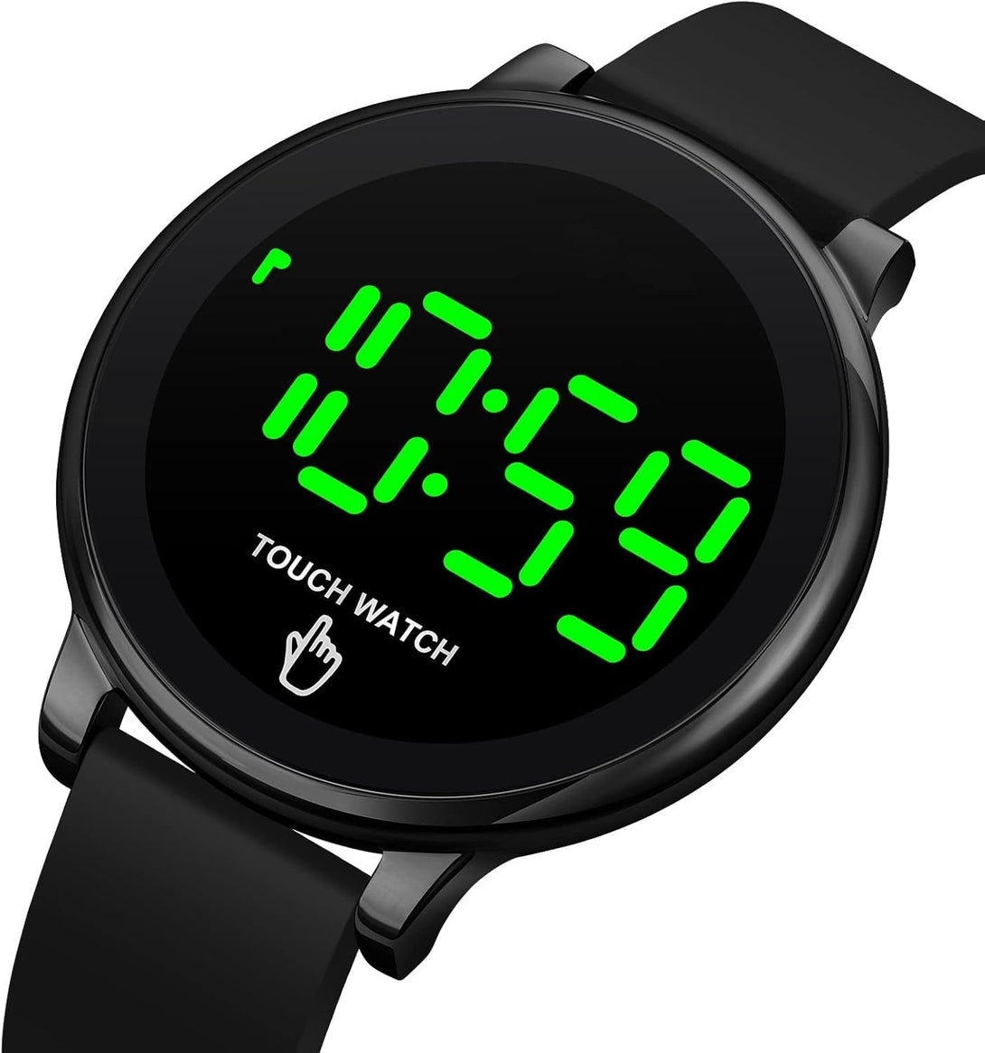 TOOCAT Fashion Touch LED Digital Watch Outdoor 50M Waterproof Rubber Bands Wristwatch for Men Women Teens Students (Black-Led Touch)