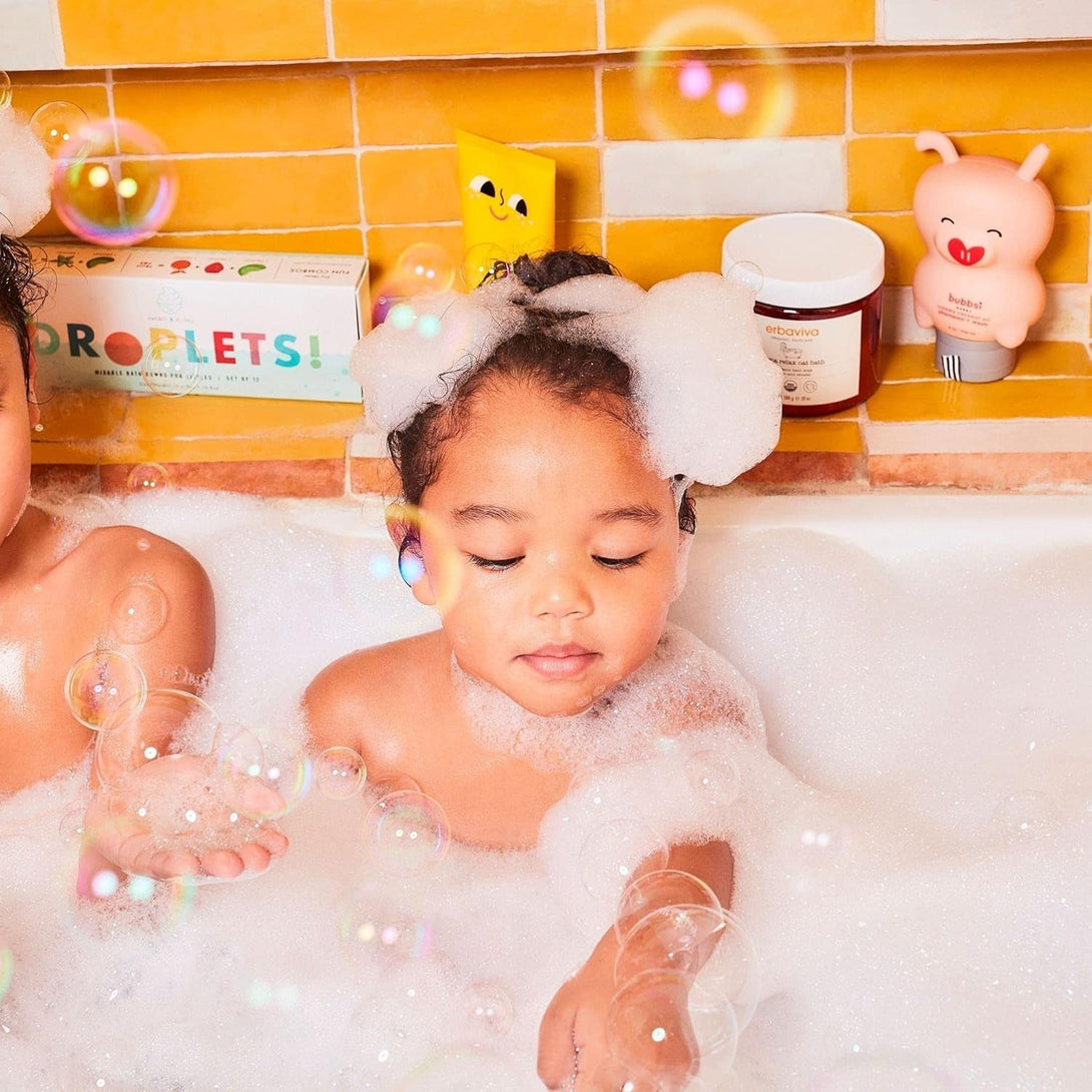 Dabble & Dollop Bath Bombs, 100% Natural Droplets for Kids, Original Scents - USA Made, Moisturizing & Fun Droplets, Paraben & Sulfate Free, Vegan, Gluten-Free (Set of 12)