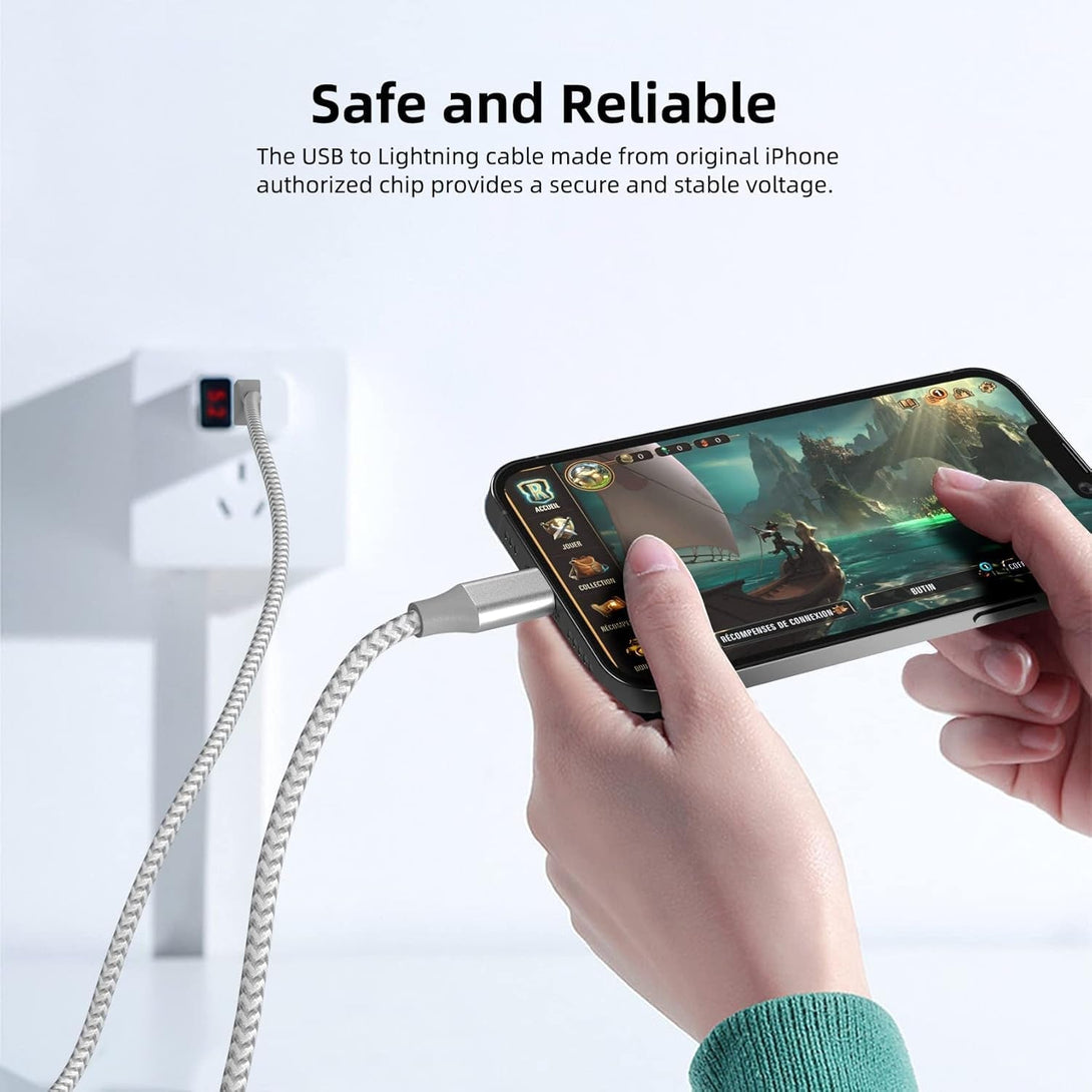 Iphone Charger 3 Pack 10 Ft Apple Mfi Certified Lightning Nylon Braided Cable Fast Charging Cord Compatible with Iphone 13 12 11 Pro Max XR XS X 8 7 6 plus SE Ipad and More