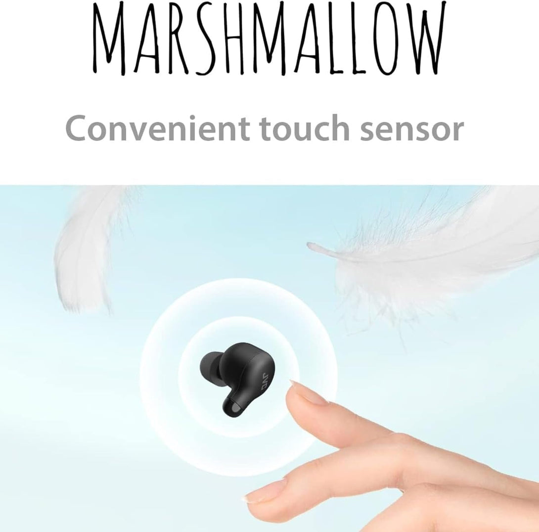 JVC Marshmallow True Wireless Bluetooth 5.3 Earbuds – 28H Battery, Memory Foam Earpieces for All-Day Comfort, IPX4 Water Resistant, Mic, Compact Case, for Iphone & Android