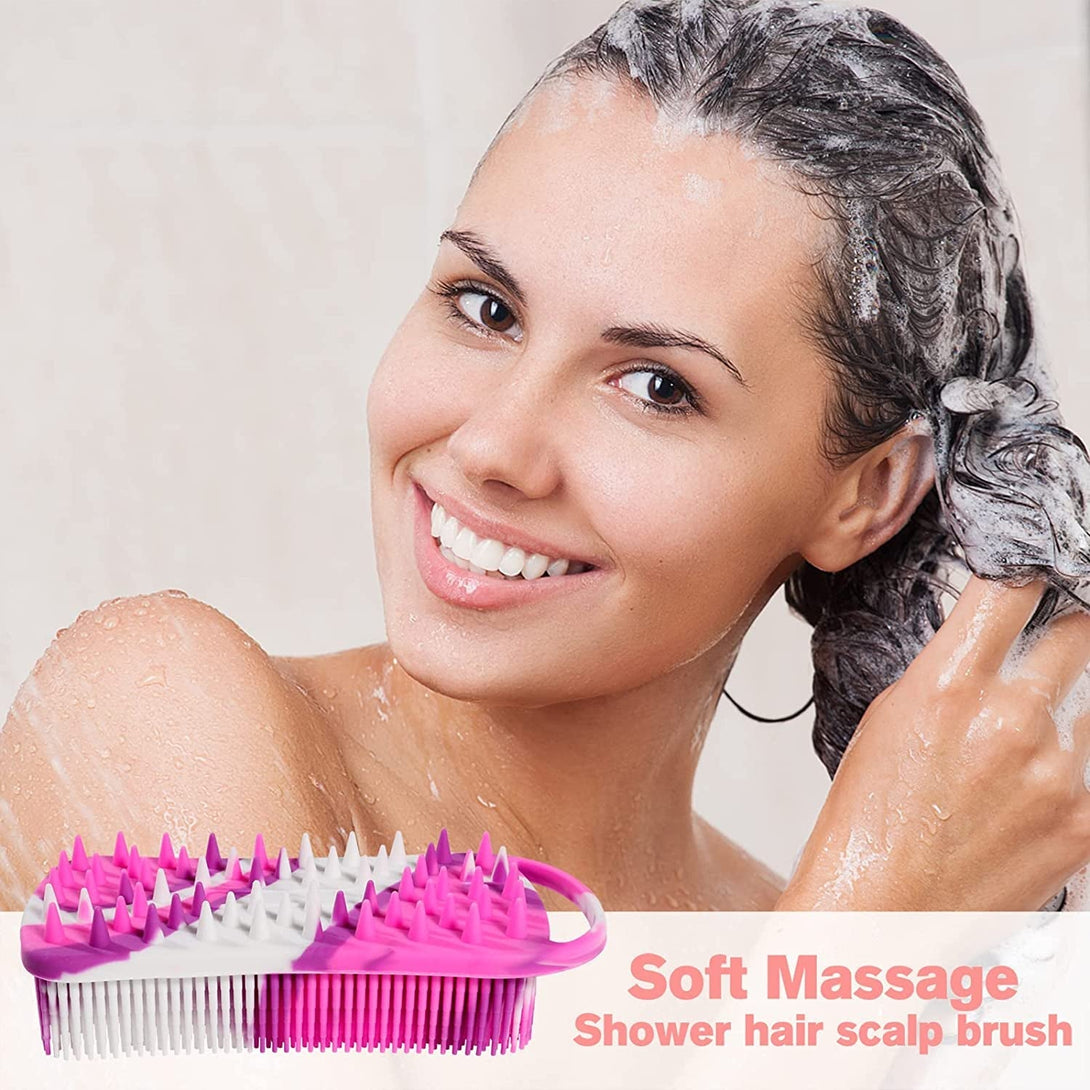 Silicone Body Scrubber, 2 in 1 Body Brush & Hair Scalp Brush for Shower and Bath, Easy Clean, Lathers Well, Stimulating Blood Circulation More Hygienic than Loofah,Women Men.Purple,Green