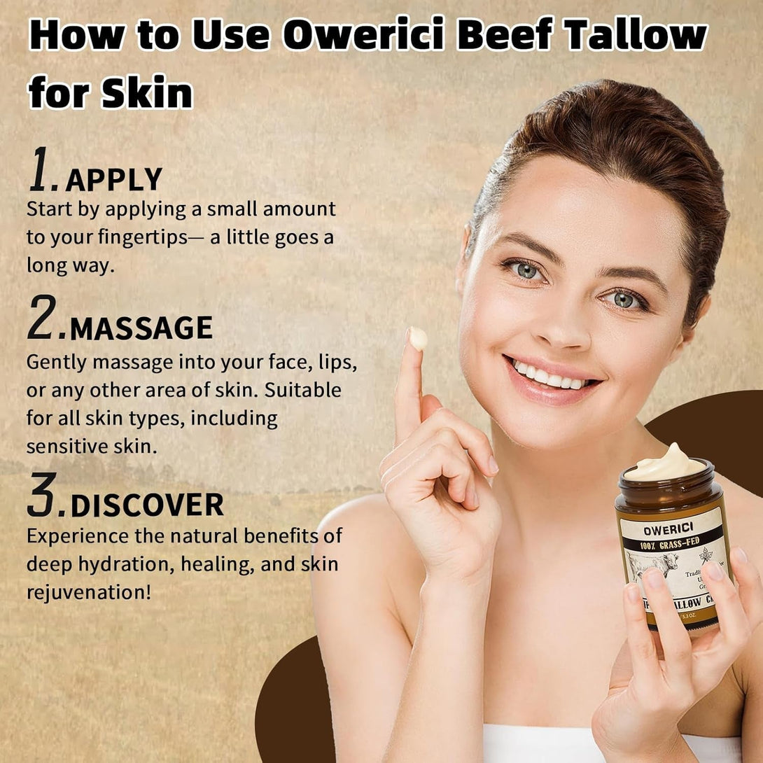 Beef Tallow for Skin, for Skin (5.3 Oz), Tallow Face Moisturizer, 100% Grass Fed and Finished, Deeply Moisturizing for Face & Body, Natural Care for Soft Supple (5.3 OZ., Extra Large)