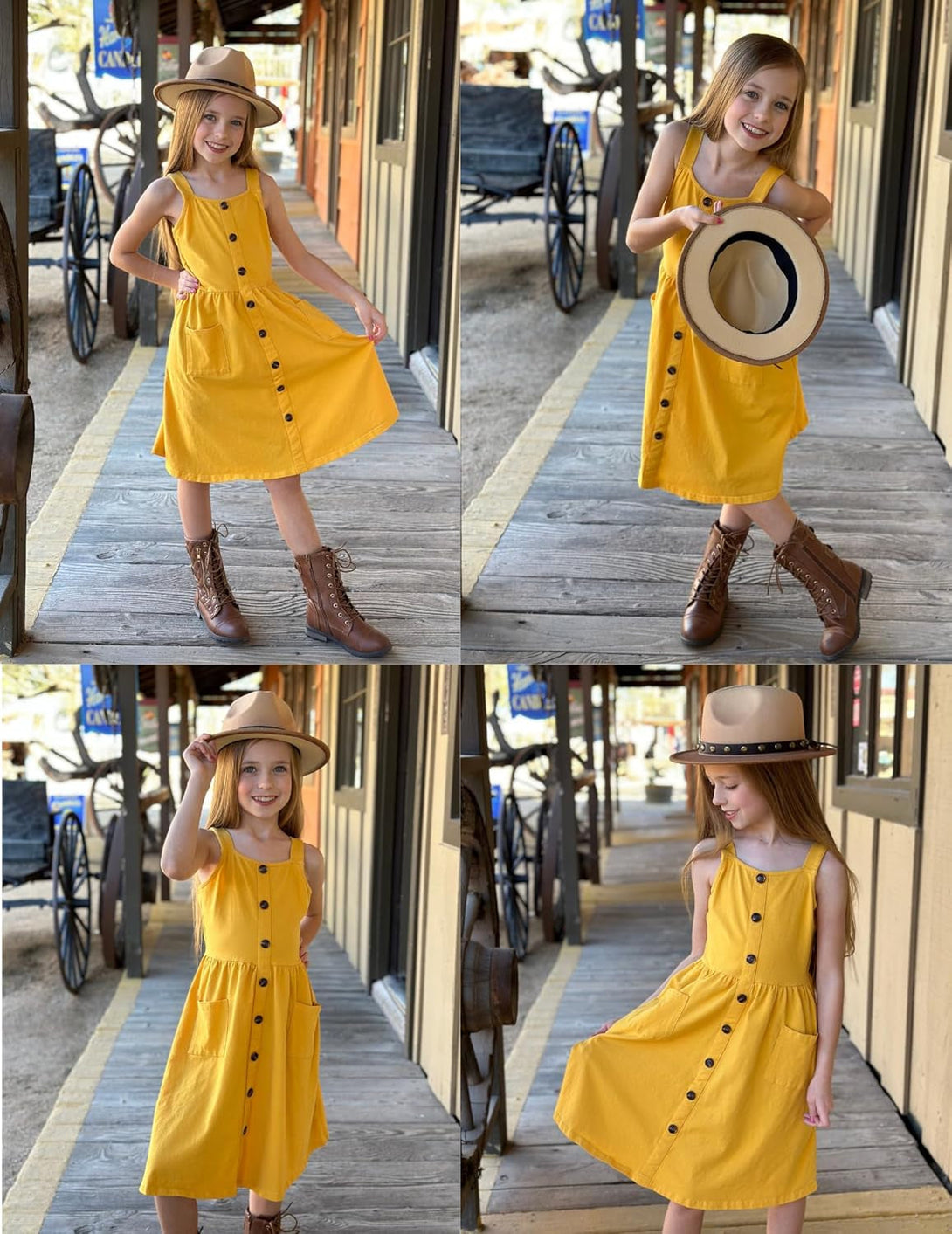 Arshiner Girl'S Spaghetti Strap Button down Midi Sleeveless Summer Casual Sundress A-Line Dress with Pockets