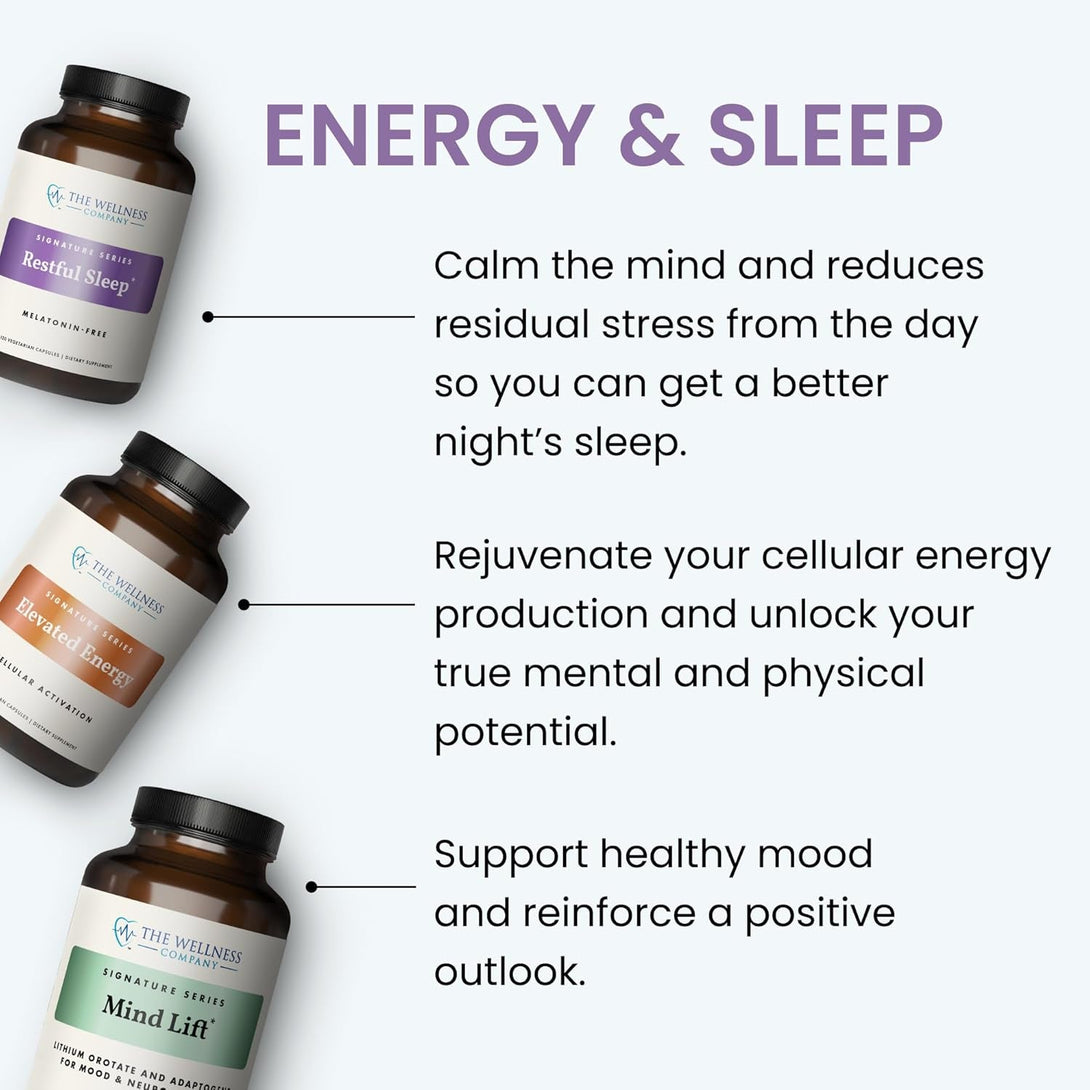 The Wellness Company Restful Sleep | 60 Capsules (1 Month Supply) | Natural Melatonin-Free Sleep Support | Non-Gmo, Vegan, Gluten Free | for Gently Calming and Relaxing Mind and Body