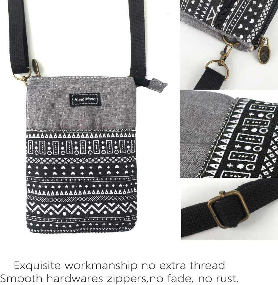 Roomy Cell Phone Purse Wallet Canvas Small Crossbody Purse Bags with Shoulder Strap for Women Teen Girlsl