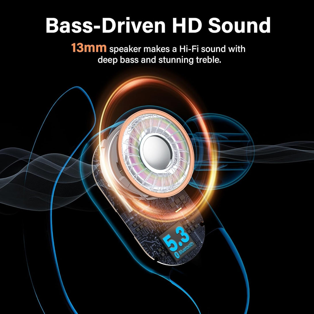 Wireless Earbuds Bluetooth Headphones 70Hrs Playback Ear Buds IPX7 Waterproof Wireless Charging Case & Dual Power Display Over-Ear Stereo Bass Earphones Earhooks for Sports/Workout/Running Black