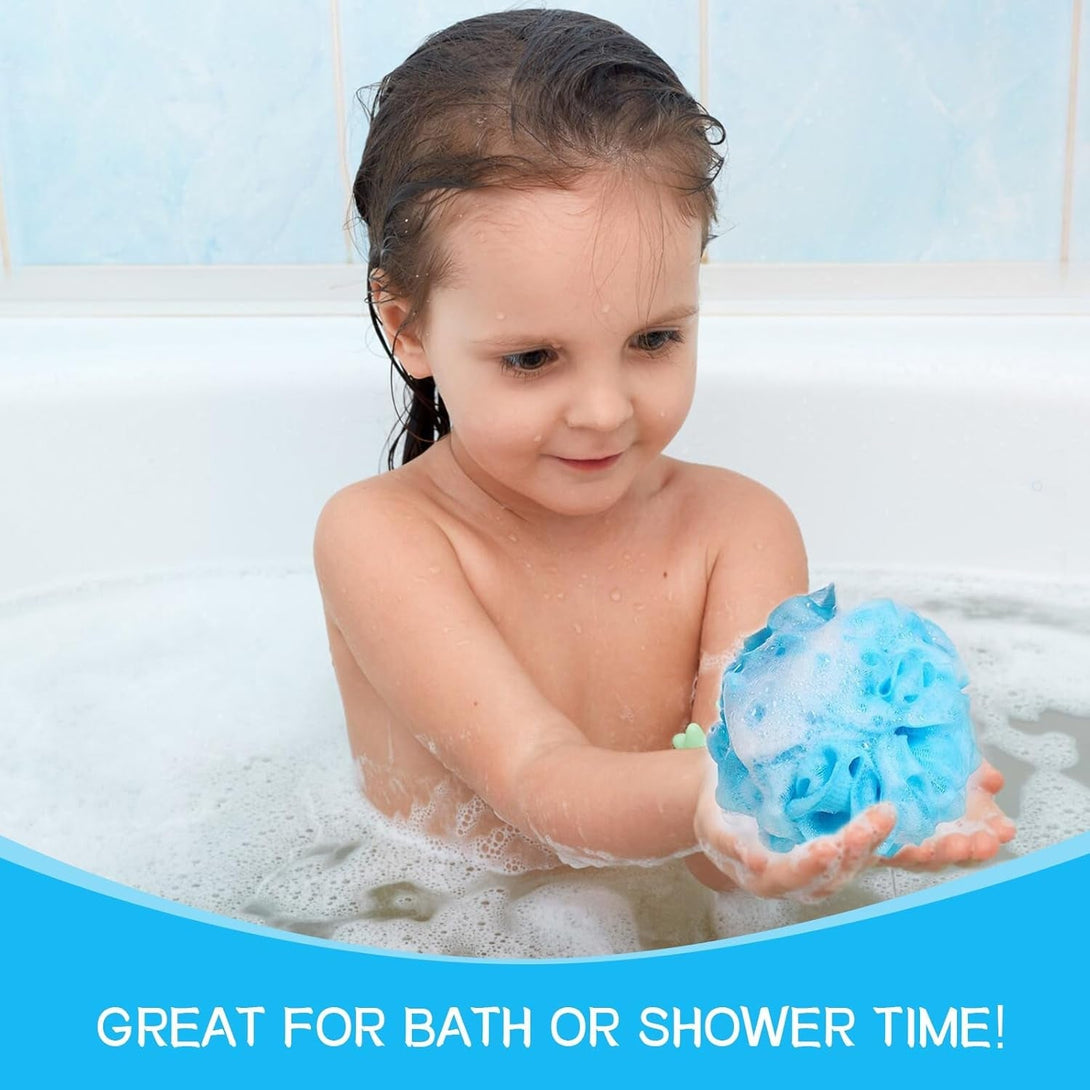 Loofah Sponge Shower Loofahs Bath Sponges Mesh Balls for Women Men Bathing Accessories Body Wash Back Scrubber 50G 4 Colors Soft Pouf Body Scrubber Loofahs Puff Pack, Exfoliate, Cleanse, Soothe Skin.