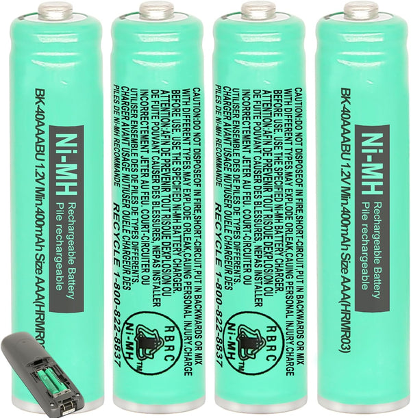 BK-40AAABU NI-MH AAA Rechargeable Battery 1.2V 400Mah 4Pack Nimh AAA Batteries for Panasonic Cordless Phones, Remote Controls, Electronics