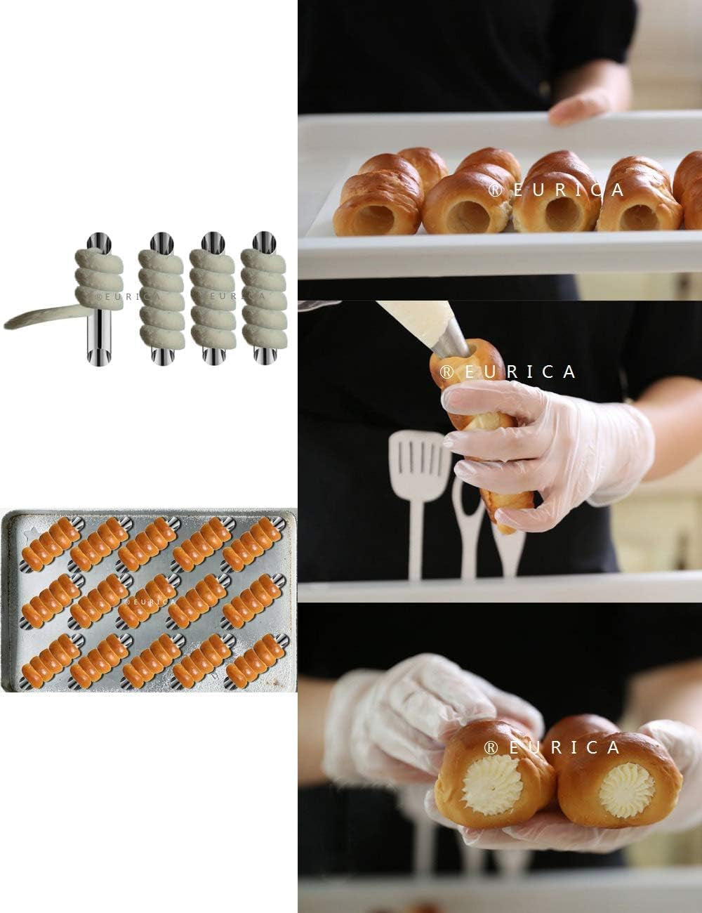 EUICAE Cannoli Tubes, 5 Inch Large Stainless Steel Cannoli Forms Non-Stick Cream Horn Danish Pastry Molds for Croissant Shell Cream Roll Pack of 15