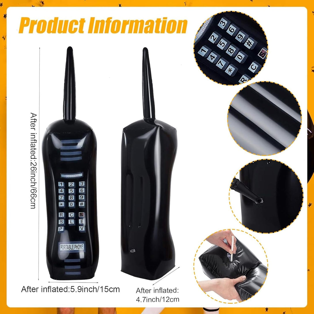 2 Pieces Inflatable Radio Boombox Inflatable Mobile Phone Props for 80S 90S Party Decorations Hip Hop Theme Birthdays Party Supplies