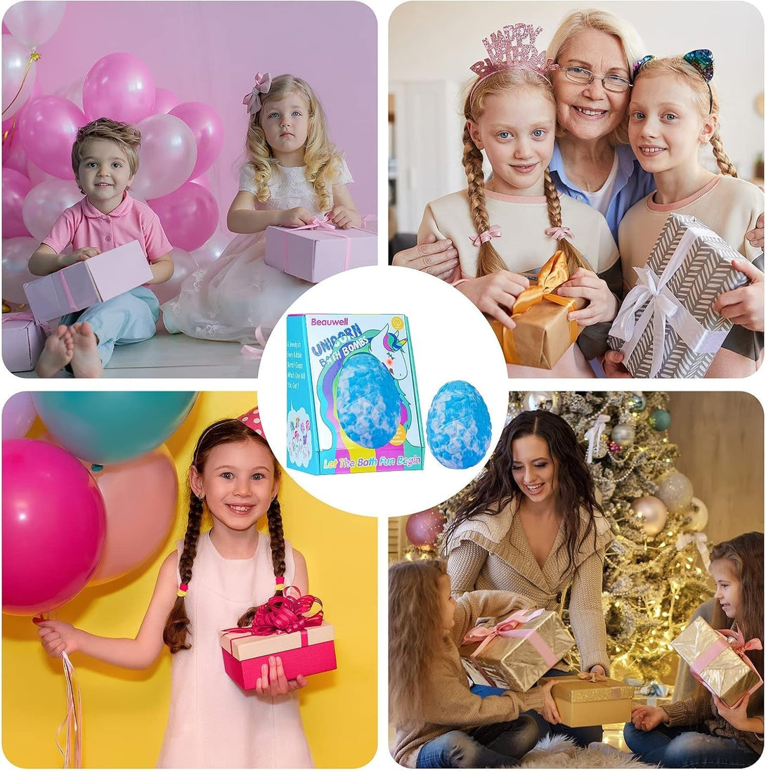 Bath Bombs for Kids, XXXL Kids Bath Bombs with Surprise inside Unicorns Gifts for Girls, Natural Organic Bubble Bath, Easter Basket Stuffers