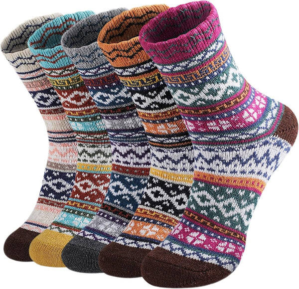 Pleneal Pack Wool Socks for Warm Winter Women Thick Knit Cozy