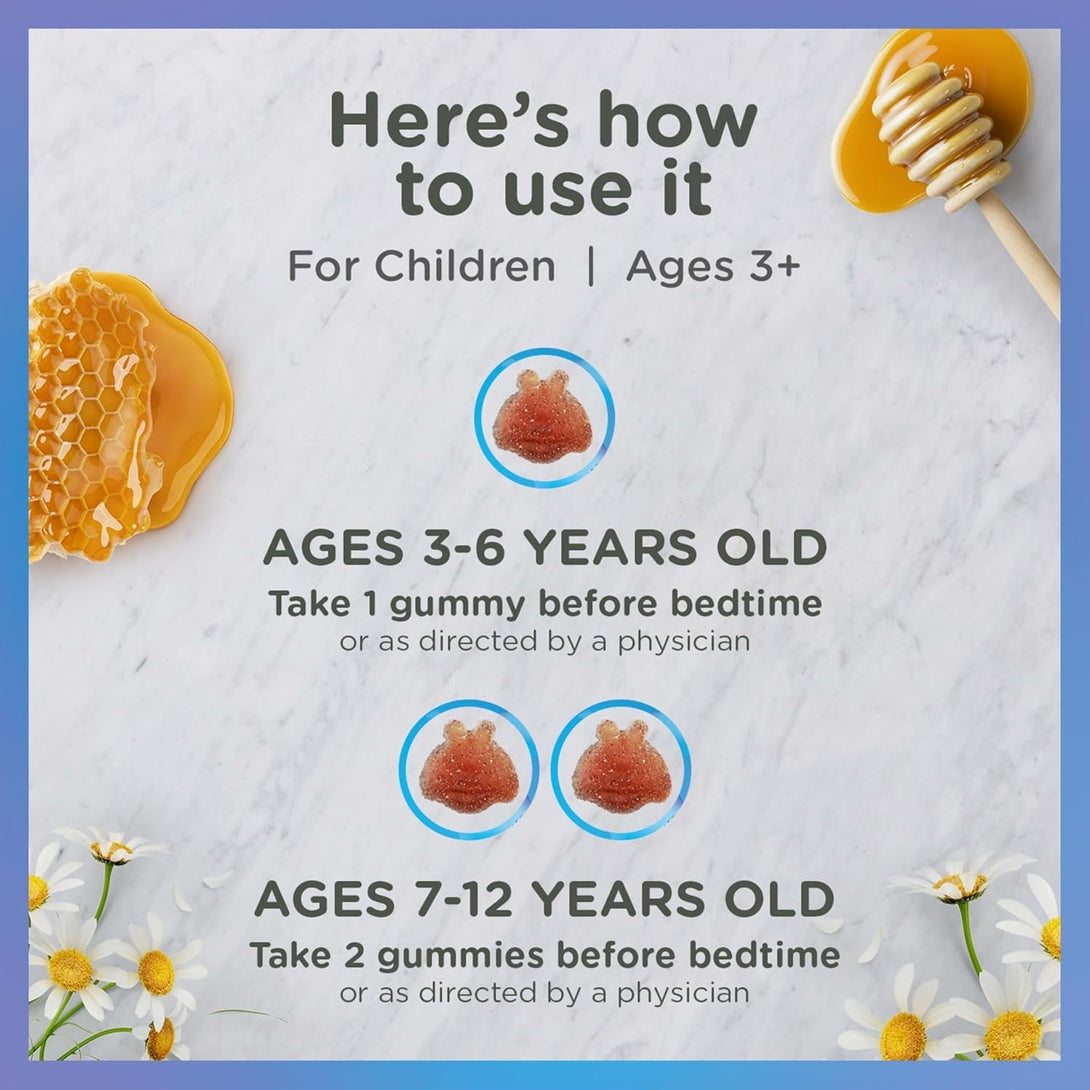 Zarbee'S Gentle Bedtime Gummies for Kids - Melatonin-Free Blend of Natural Honey, Raspberry Lemon, and Chamomile Helps Children Unwind and Relax to Prepare for Sleep, 30Ct