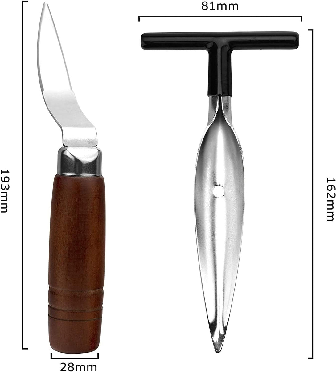 2 PCS Coconut Opener Tool Set Coconut Meat Remover Stainless Steel Coconut Opener Scraper Knife Coconut Punch Tool with Durable Non-Slip Wooden Handle Scraper