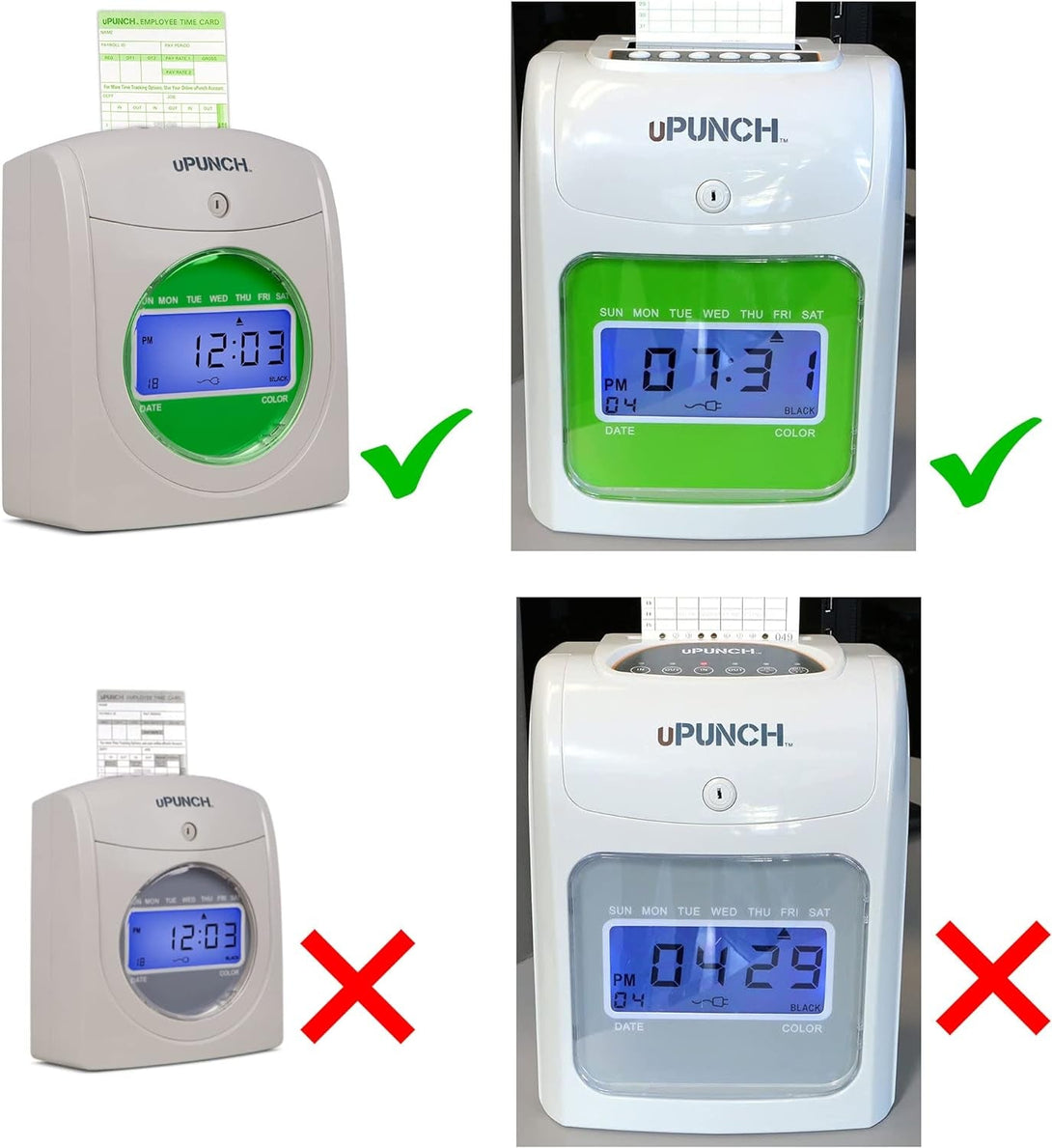 50 Uptc1000-1 Compatible Time Cards for Non-Calculating Upunch HN3000 Autoalign Time Clock (Fits HN1000, HN1500, HN3000, HN3500, HN3540, UB1000)