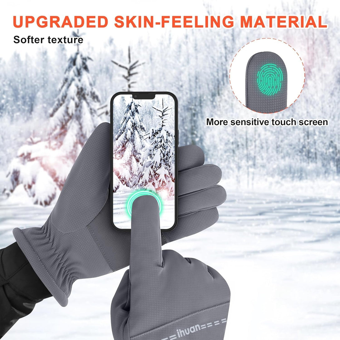 Ihuan Winter Waterproof Snow Ski Gloves for Women Men,Cold Weather Warm Thermal Touchscreen