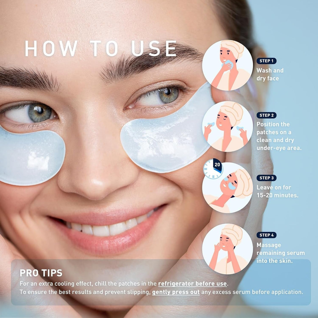Enaskin Naturals under Eye Patches for Dark Circles: 30 Pairs Retinol Collagen Eye Gels Mask - Reduce Wrinkles Puffy & Bags - Skin Treatment Pads - anti Aging Moisturizer for Women (Blue)