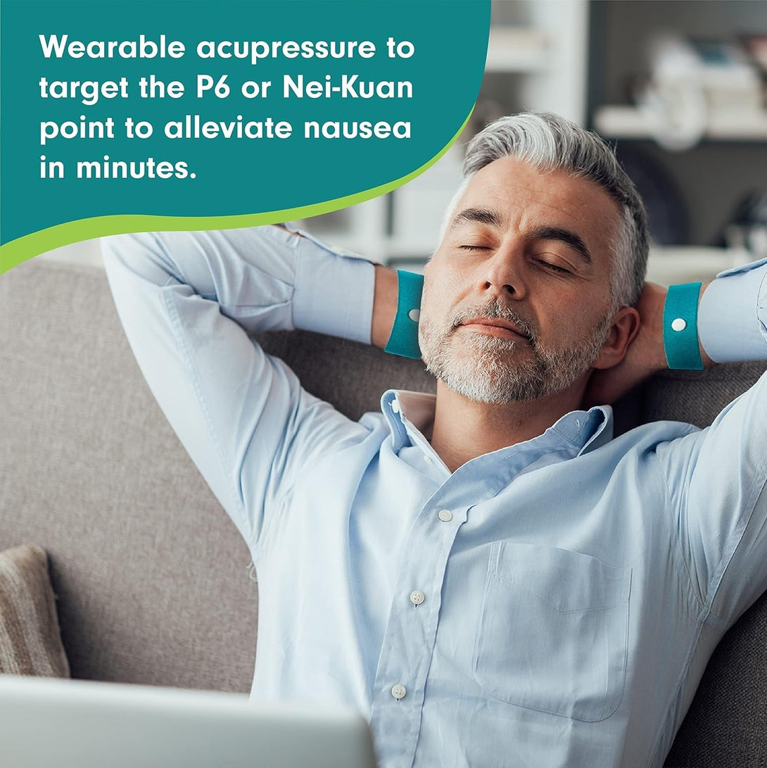 Aculief Acupressure Nausea Bracelet, Pressure Point Wristband for Motion Sickness Comfort and Chemotherapy, anti Nausea Wristband, Slim Reusable Morning Sickness Bands, Dark Gray