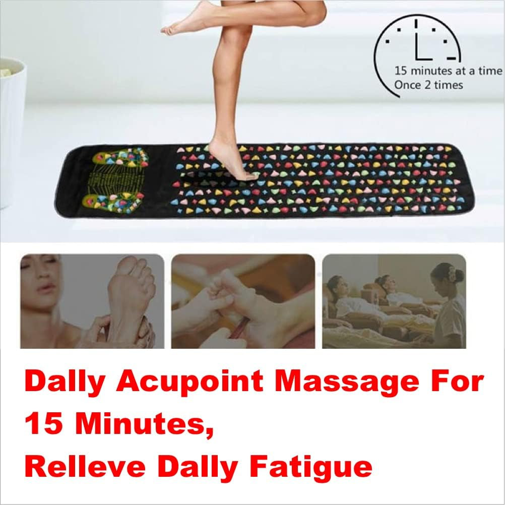 Foot Massage Mat，Reflexology Mat Walk Foot Leg Pain Relieve Relief Walk Massager Mat, Acupoint Mat for Acupressure Relaxes the Nerve Ache Ease Tiredness of the Muscle（68.9 * 13.8In
