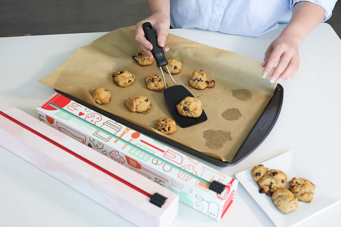 Chicwrap Baker'S Tools Parchment Paper Dispenser - Includes 15"X 33" (42 Sq.Ft) Roll Unbleached Baking, Cooking & Culinary Paper - Reusable Dispenser W/Slide Cutter - Ideal Dispenser & Saves Money