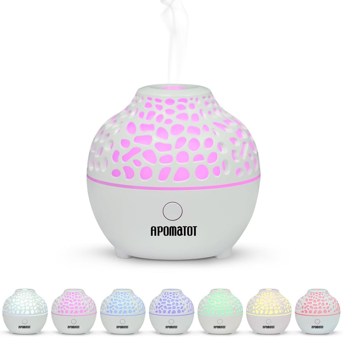 APOMOTOT 2 Pack Essential Oil Diffuser,Mini Portable Aromatherapy Diffusers,60Ml Cool Mist Humidifier with USB 7 LED Light Color,Waterless Auto Shut-Off for Gift Home Office Room