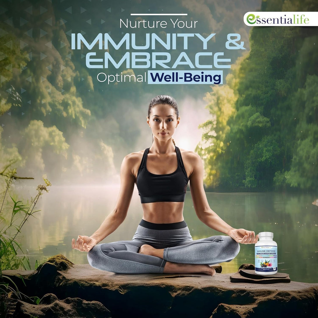 Immune Support Supplement 10 in 1 Elderberry, Echinacea, Vitamin D, Vitamin C 1000Mg & Zinc Supplement - Take Charge of Your Health with Immune Booster for Adults - 60 Vitamins Capsules
