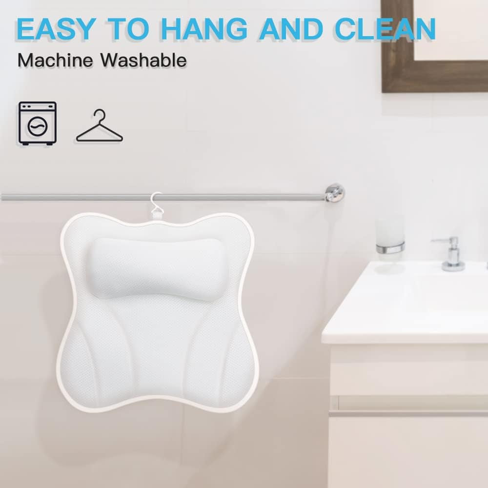 Bath Pillow for Tub Bathtub Pillow for Head and Neck 4D Air Mesh Spa Bath Tub Pillow Headrest with Non-Slip 6 Strong Suction Cups Luxury Bathtub Pillow Soaking Tub Bathroom Bath Gifts