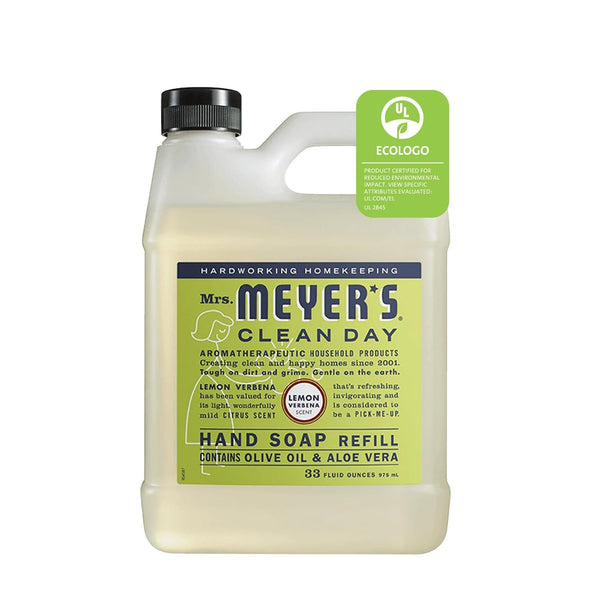 MRS. MEYER'S CLEAN DAY Liquid Hand Soap Refill, Cruelty Free and Biodegradable Formula, Lemon Verbena Scent, 33 Oz