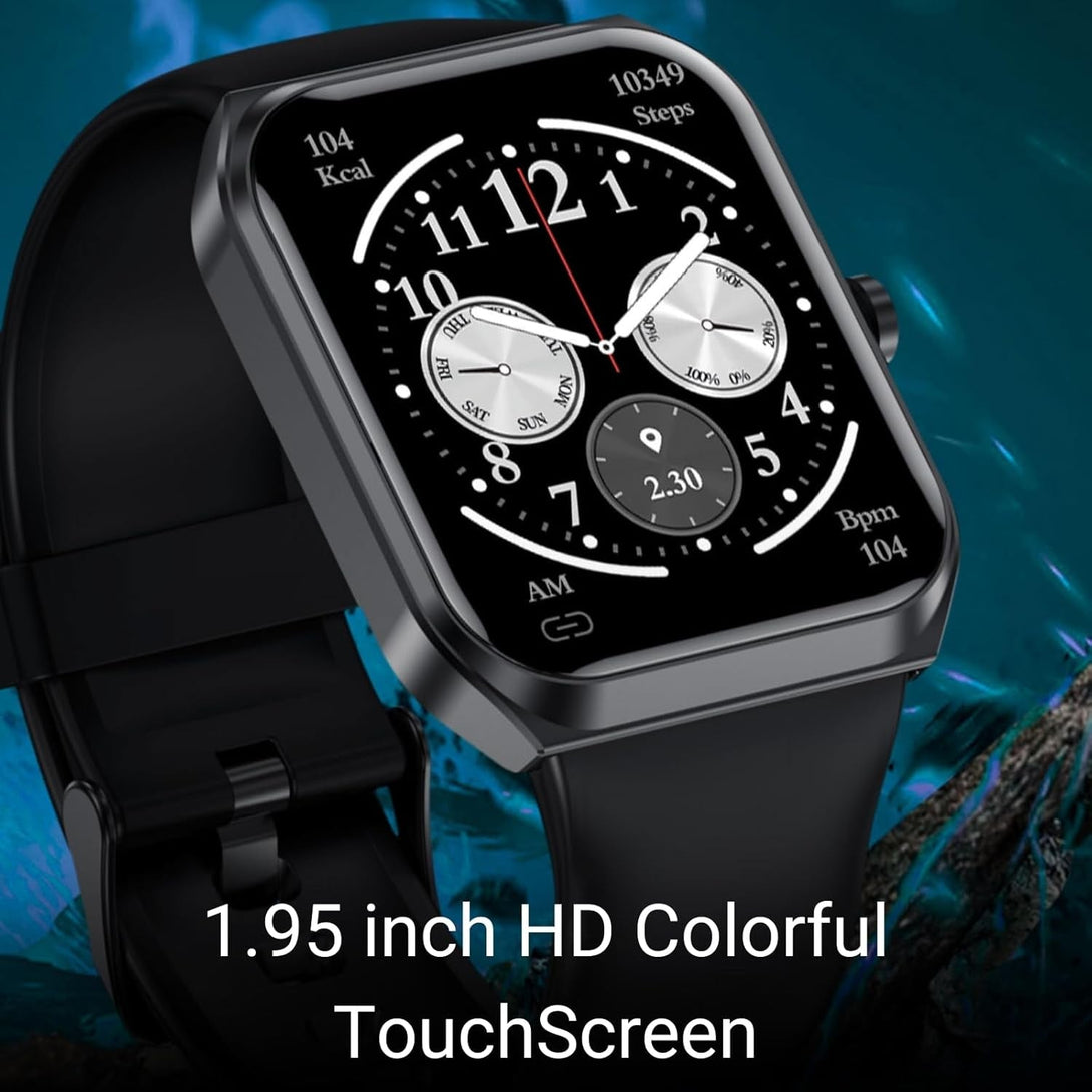 Smart Watch for Men Women, 1.95" Touchscreen Heart Rate Blood Oxygen and Sleep Monitoring, 115 Sports Modes, Waterproof, 250+ Watch Faces, Compatible with Android Ios Phone